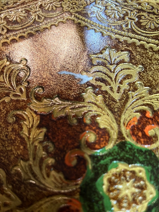 LARGE ORANGE AND GOLD FLORENTINE TRAY