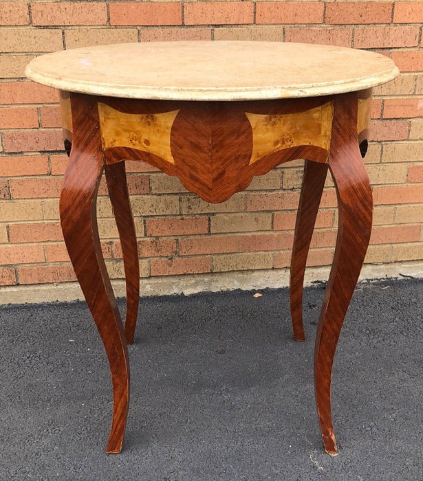 ROUND FRENCH LOUIS XVI MARBLE TOP OCCASIONAL TABLE