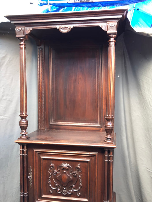 TALL WALNUT HENRI II CREDENCE CABINET