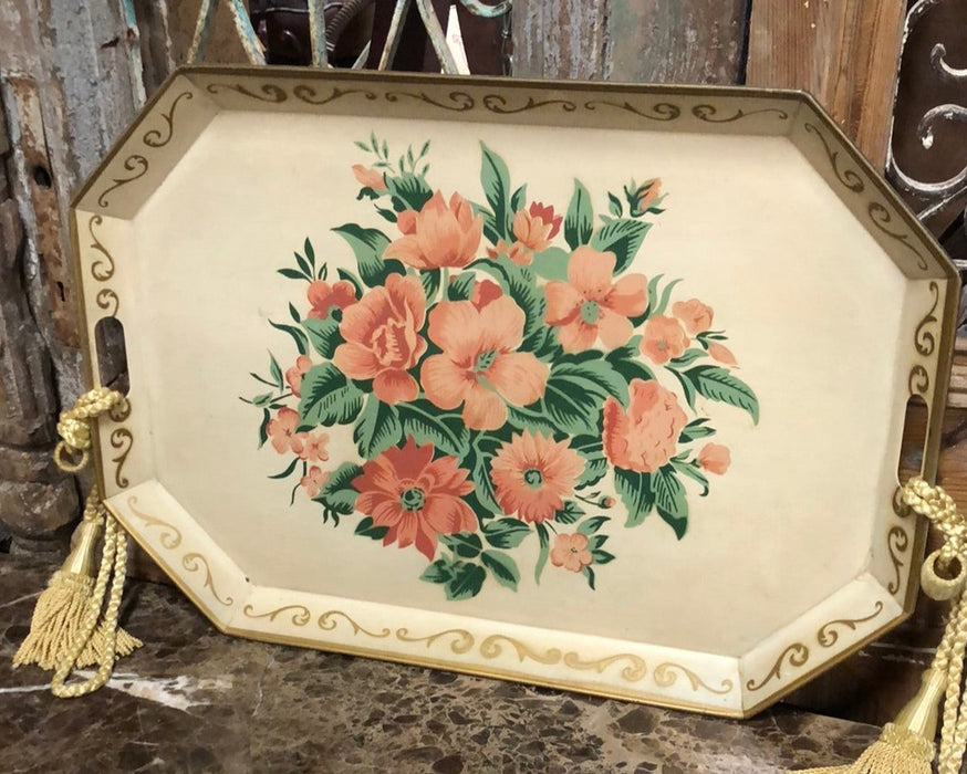 LARGE FLORAL TOLE TRAY