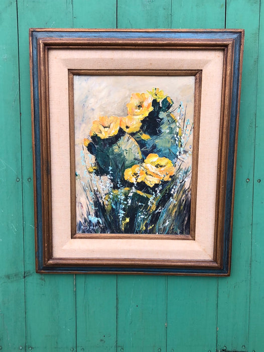 YELLOW FLOWER OIL PAINTING BY MARY HUNT