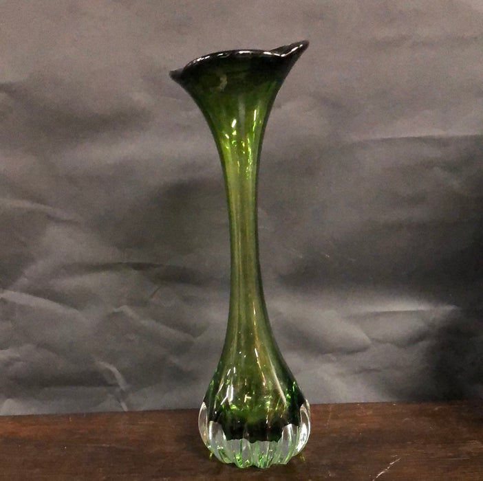 TALL GREEN ART GLASS VASE