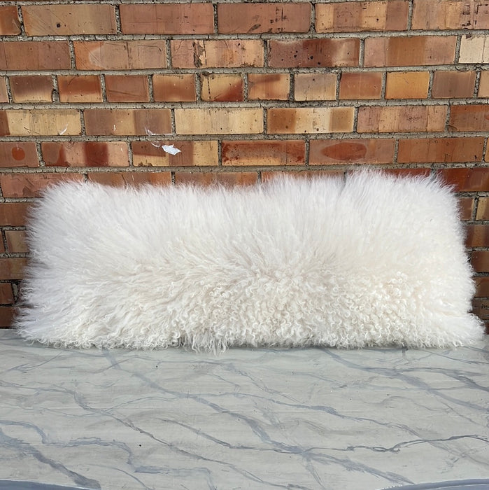 WHITE FAUX FUR PILLOW