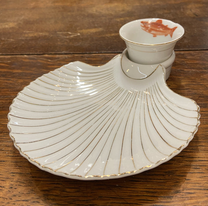 SET OF 12 SHELL DISHES AND DIPPING CUPS FOR SEAFOOD