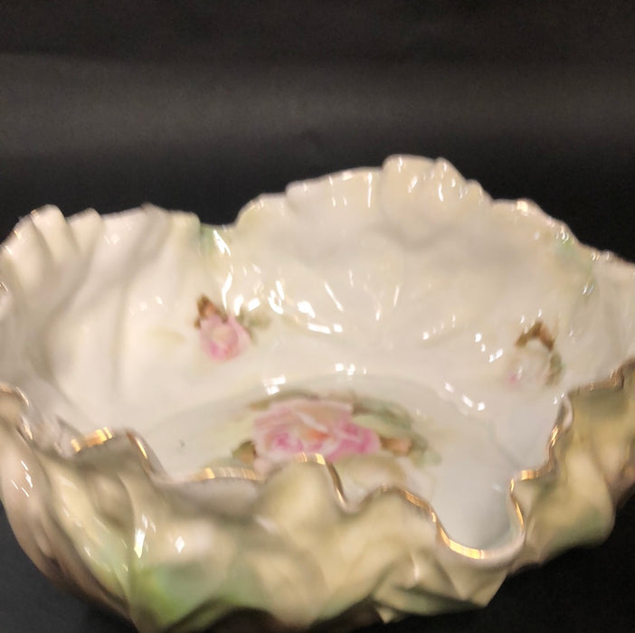 R.S. GERMAN GREEN FLORAL BOWL