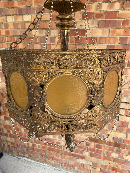 HOLLYWOOD REGENCY BRASS CHANDELIER