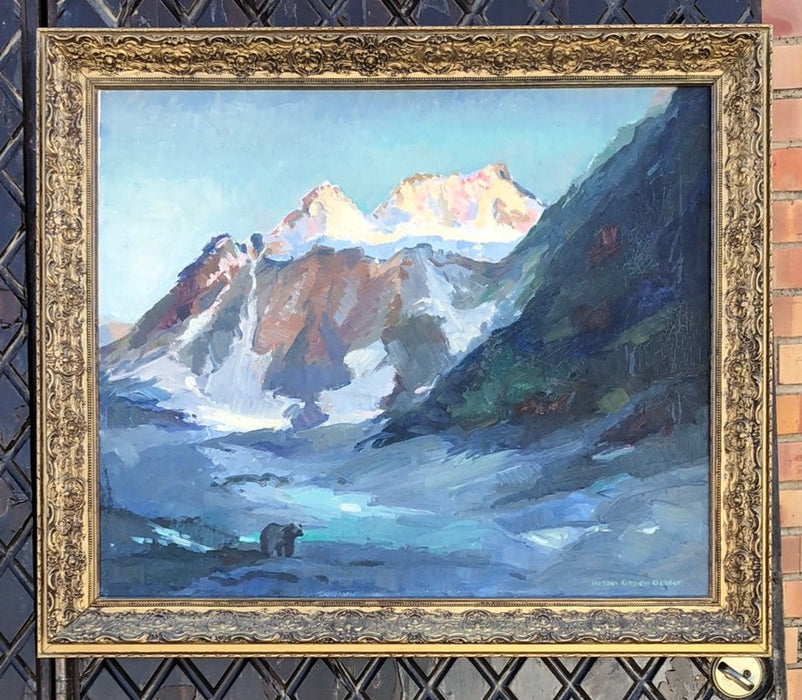 FRAMED OIL PAINTING OF ALASKA MOUNTAINS BY HELEN GAPER OEHLER