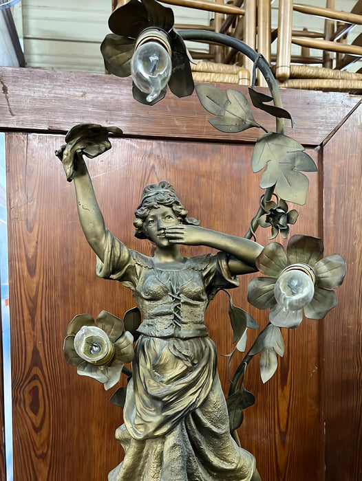 SPELTER TALL LADY LAMP