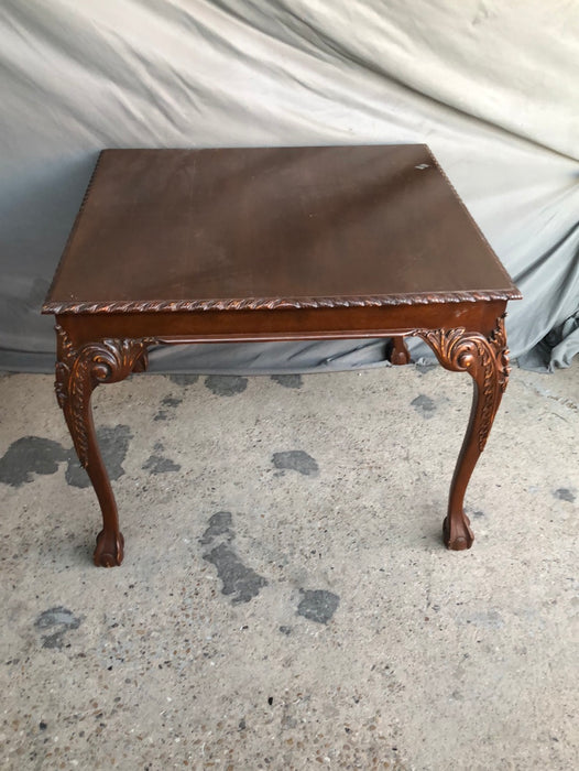 MAHOGANY GAME TABLE WITH BALL AND CLAW FEET