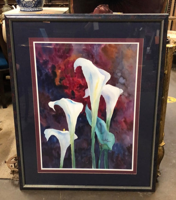 LARGE FLORAL WATER COLOR BY LEE