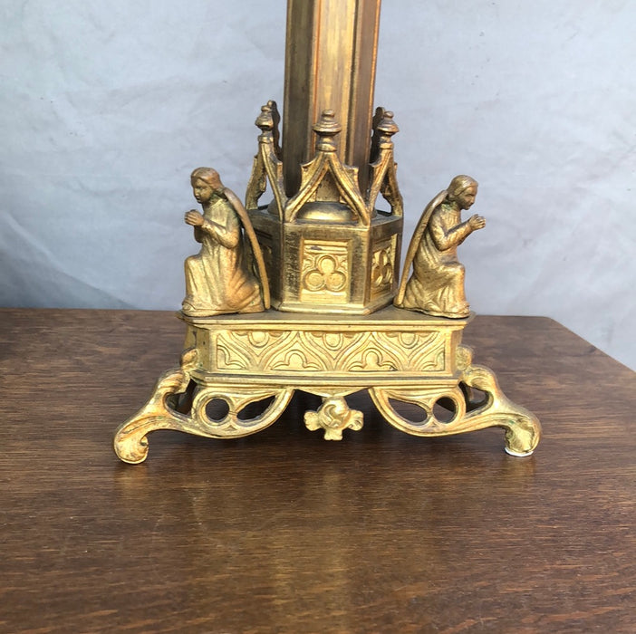 PAIR OF BRASS CHURCH ANGEL CANDLESTICKS