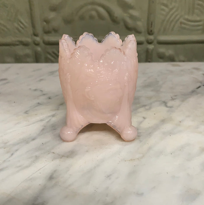 PINK SLAG GLASS TOOTHPICK HOLDER