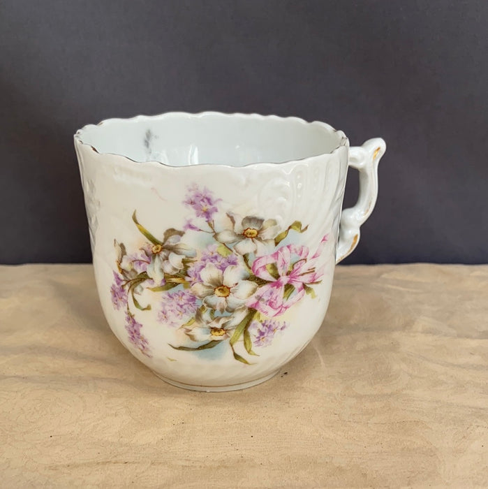 PORCELAIN FLORAL PAINTED MUSTACHE CUP CIRCA 1910