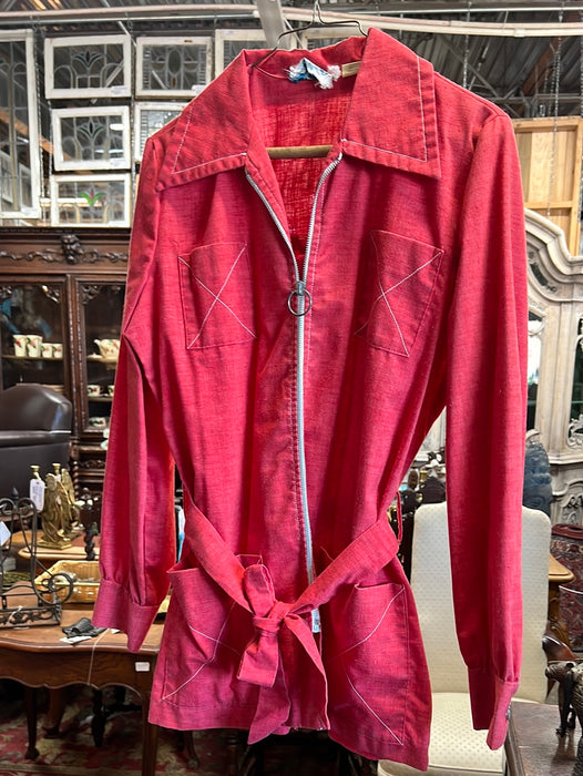 RED WITH WHITE STITCHING LIGHT WEIGHT 1970'S JACKET