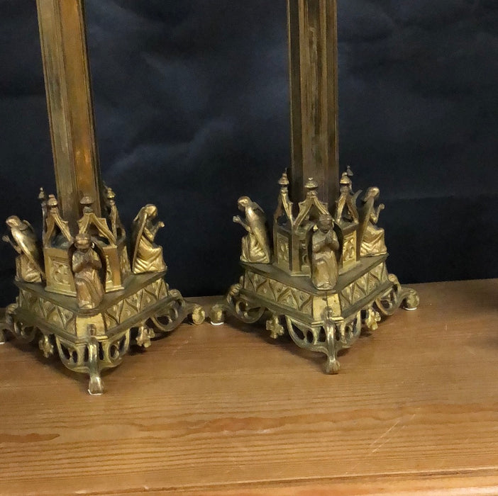 PAIR OF BRASS CHURCH ANGEL CANDLESTICKS