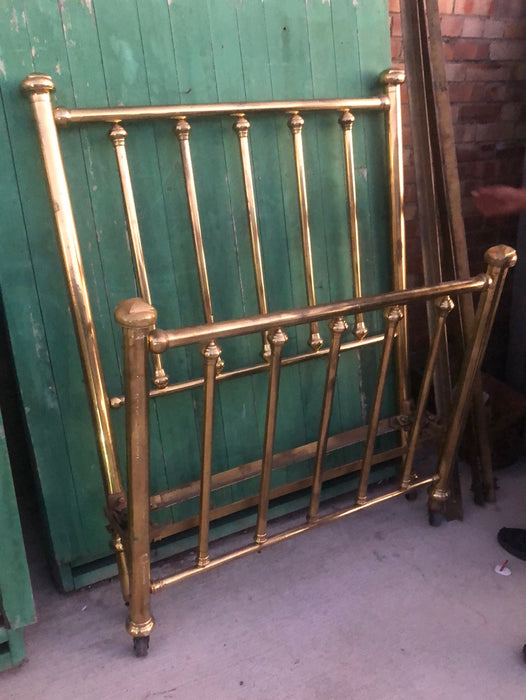 PAIR OF HIGHBACK BRASS TWIN BEDS