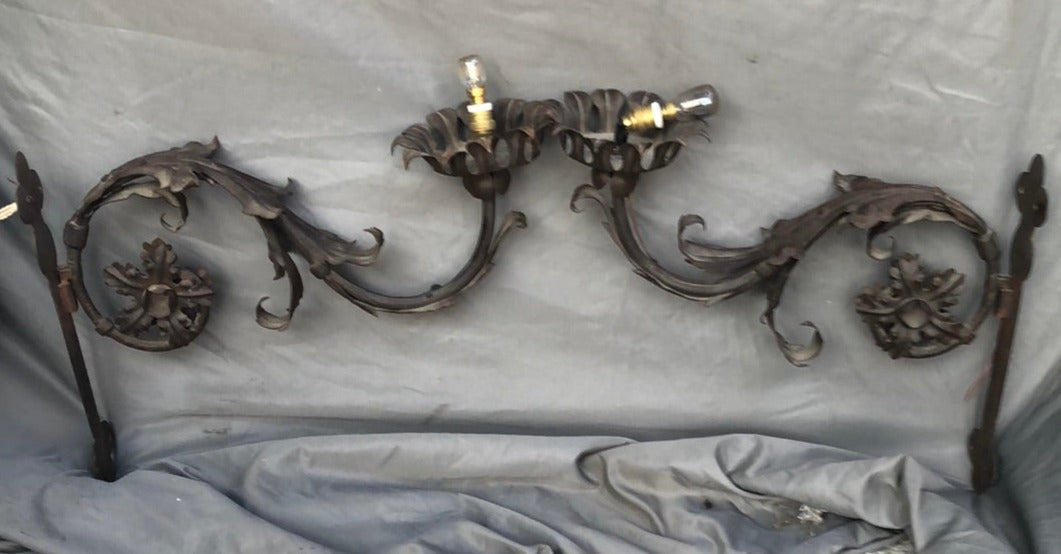 IRON FLORAL PAIR OF RUSTIC SCONCES