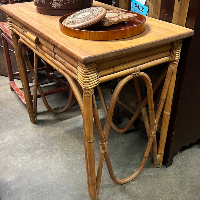 RATTAN WRITING DESK OR ENTRY TABLE - AS FOUND