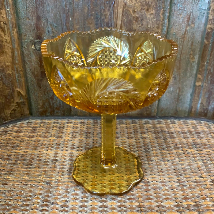 AMBER GLASS COMPOTE