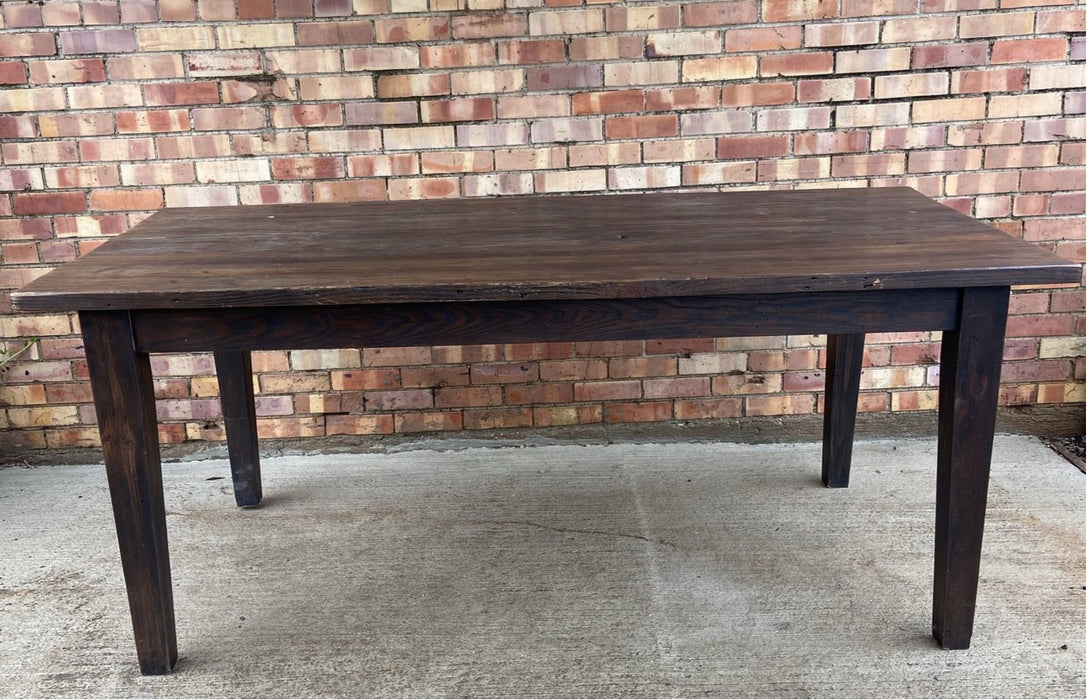 PINE FARM TABLE WITH TAPERED LEGS AS FOUND