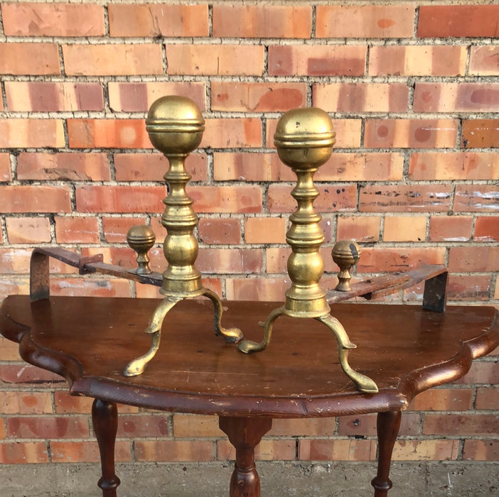 PAIR OF EARLY GEORGIAN BRASS ANDIRONS