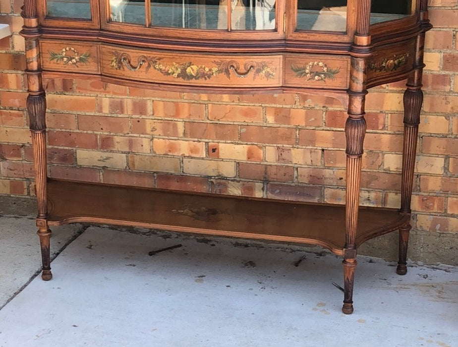 EDWARDIAN DISPLAY CASE WITH PAINTED FLORALS