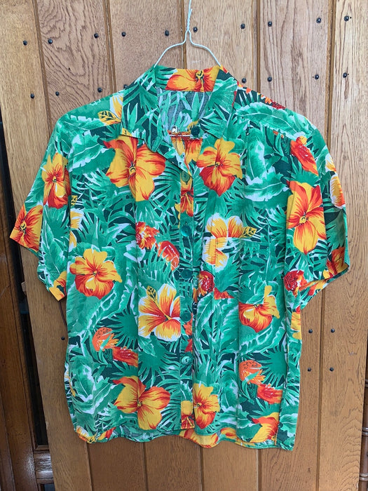 GREEN COTTON HAWAIIAN SHIRT