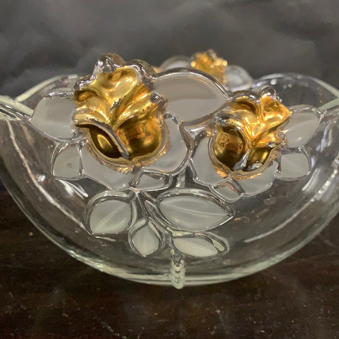 GLASS BOWL WITH GOLD TRIM