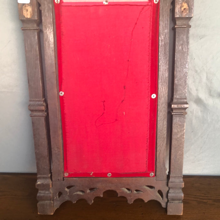 PIERCE CARVED OAK CROSS PANEL WITH RED VELVET