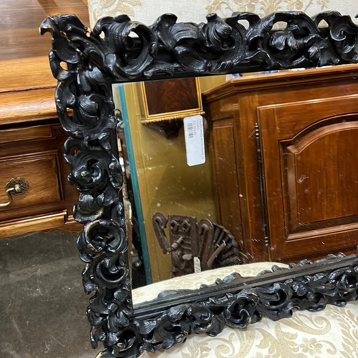 FAUX CARVED WOOD FRAMED MIRROR