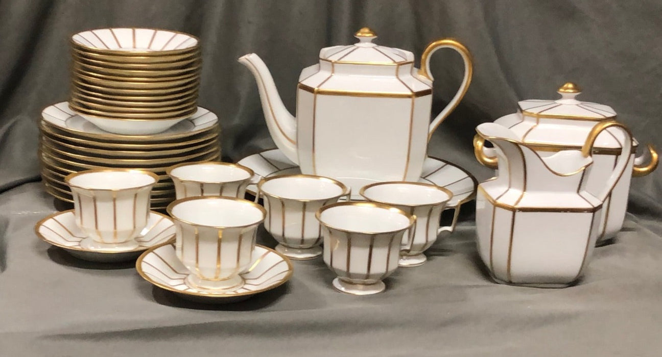 GOLD AND WHITE BELGIAN TEA SET