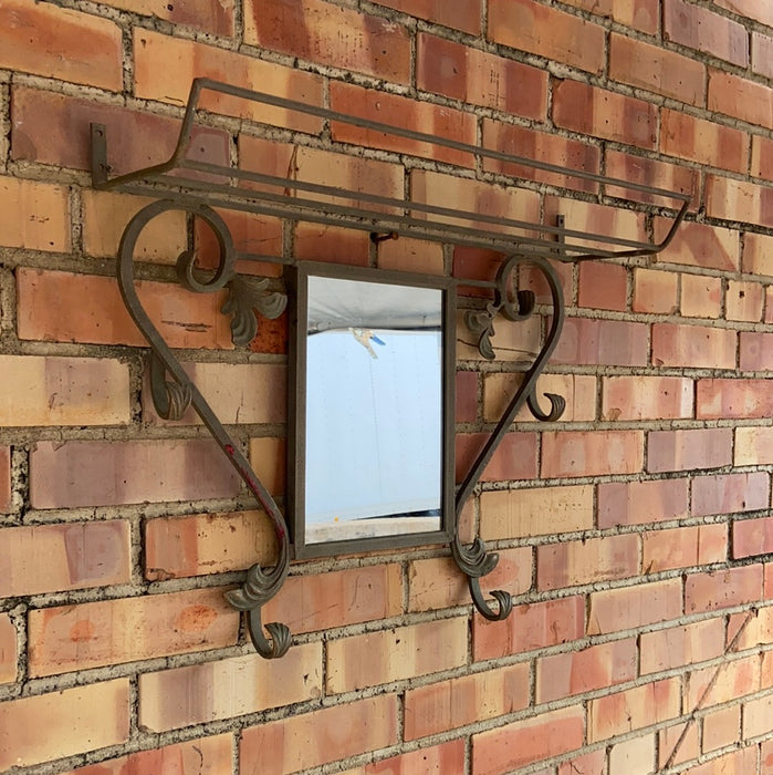 METAL MIRROR WITH SHELF ON TOP - NOT OLD
