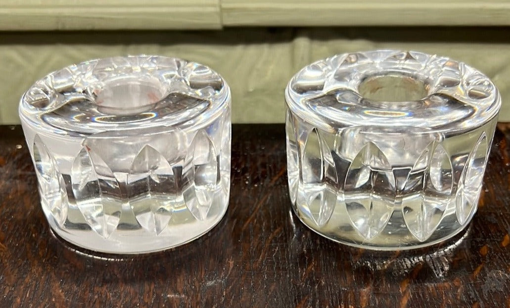 PAIR OF ORREFORS CANDLE HOLDERS