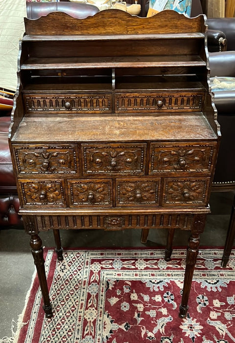 AS FOUND LOUIS XVI OAK MULTI DRAWER STAND WITH PIGEON HOLES