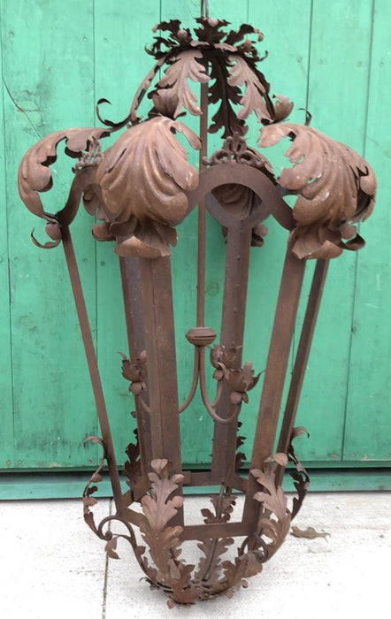 LARGE BROWN METAL LANTERN