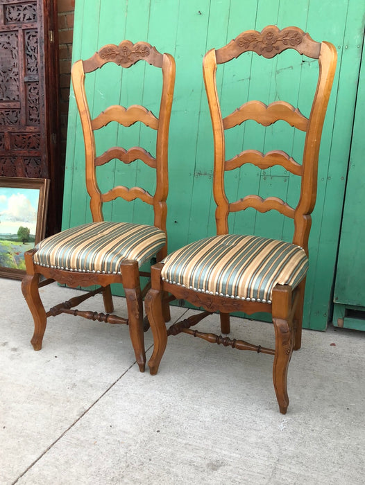 PAIR OF TALL BACK LOUIS XV LADDER BACK CHAIRS