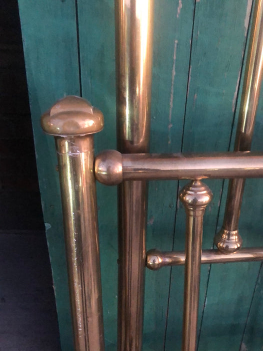 PAIR OF HIGHBACK BRASS TWIN BEDS