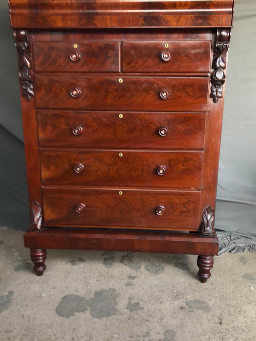 FLAME MAHOGANY 6 DRAWER OGEE CHEST