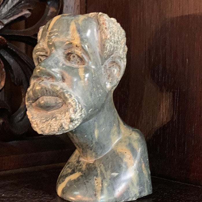 SMALL MARBLE BUST OF AFRICAN MAN