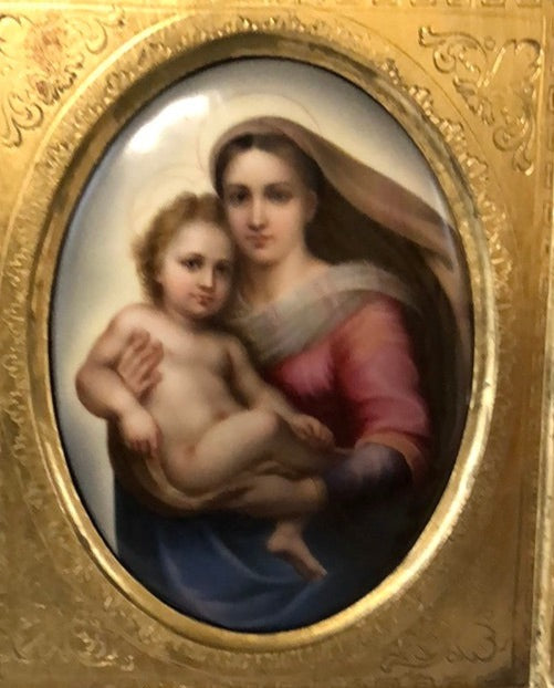 PORCELAIN MADONNA AND CHILD PLAQUE