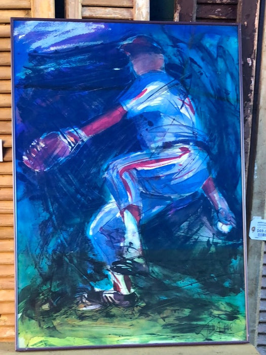 BASEBALL IMPRESSIONIST PRINT SIGNED