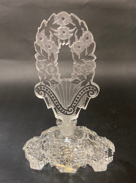 CLEAR CRYSTAL FLORAL PERFUME BOTTLE