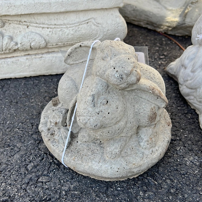 SMALL CONCRETE STATUE OF 2 BUNNIES SNUGGLING