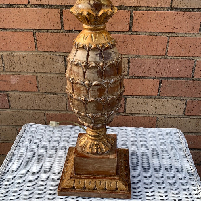 CARVED WOOD AND GILT PINEAPPLE LAMP