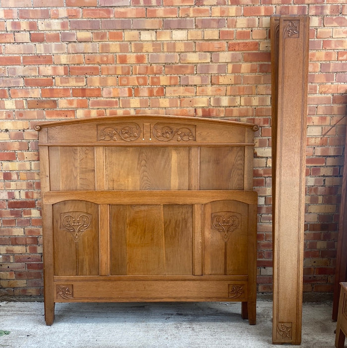 OAK BED WITH CARVED VINES