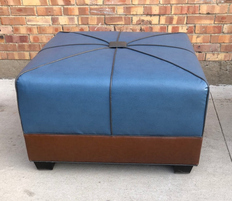 SQUARE BLUE OTTOMAN-NOT OLD