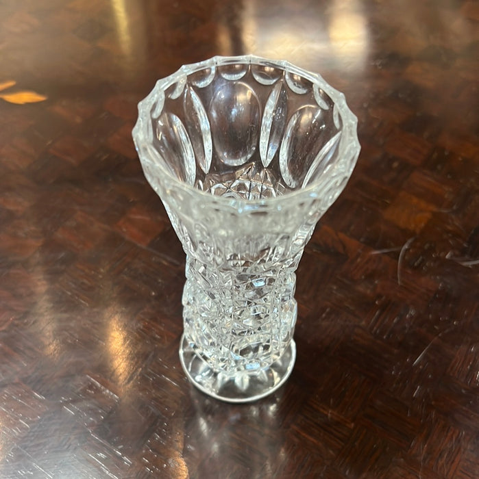 SMALL SLENDER PRESSED GLASS VASE