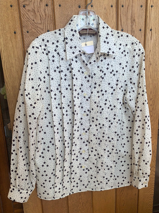 BLACK AND WHITE SQUARE AND DOT PATTERN SKIRT AND SHIRT SET