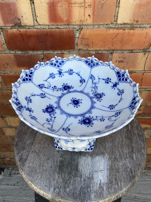 ROYAL COPENHAGEN BLUE AND WHITE FLORAL COMPOTE