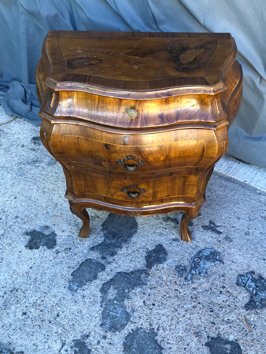 ITALIAN WALNUT INLAID BOMBE SIDE CHEST